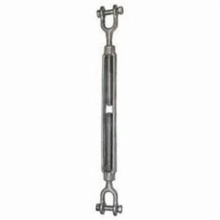 Turnbuckle, JawJaw, 38 In Thread, 1200 Lb Working, 6 In Take Up, Steel